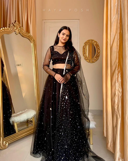 Black Moon Lehenga - HayaPosh Lehenga #