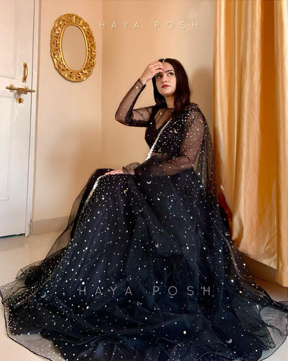 Black Moon Lehenga - HayaPosh Lehenga #