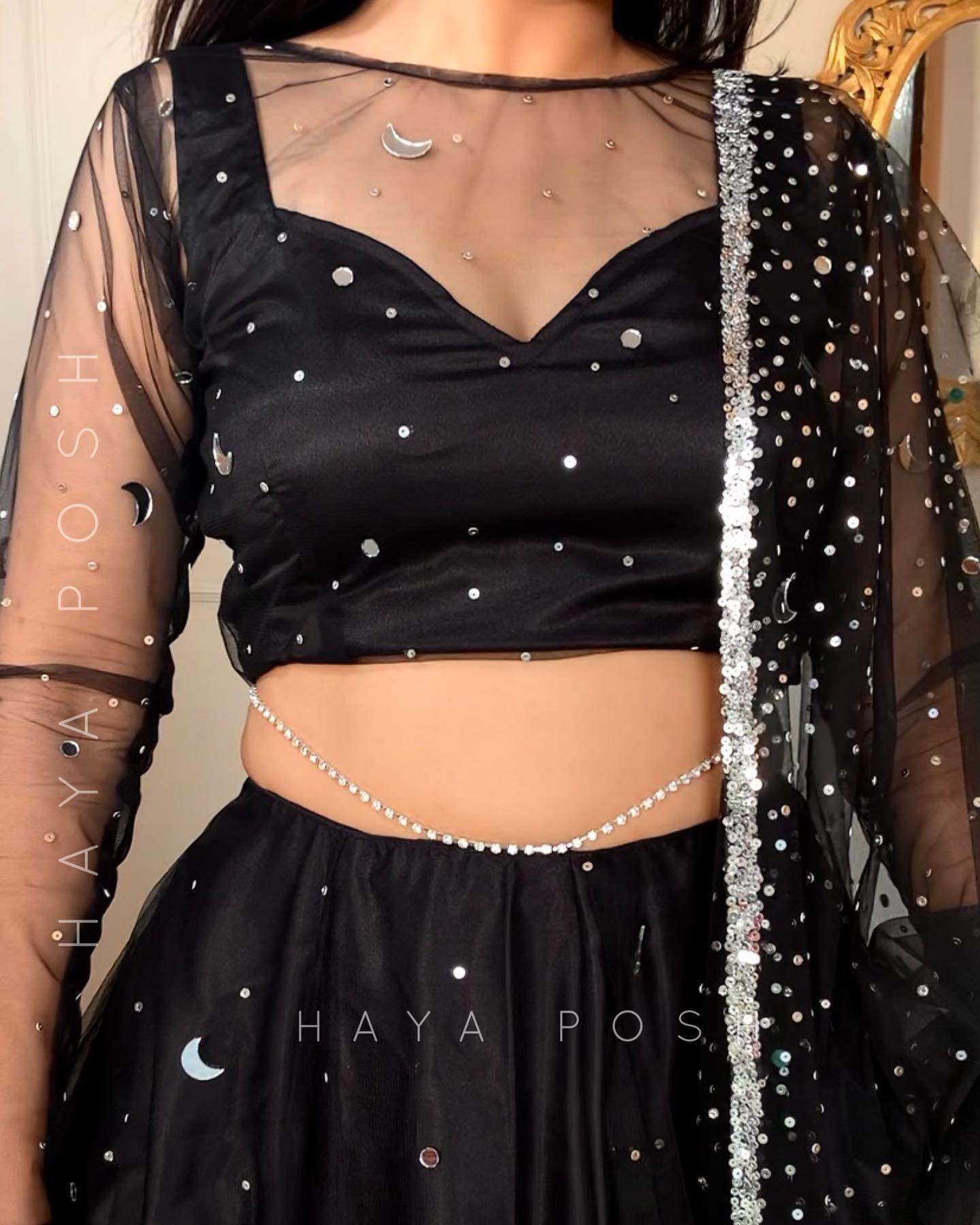 Black Moon Lehenga - HayaPosh Lehenga #