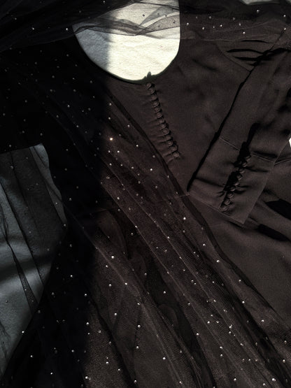 Black Snow Anarkali Set